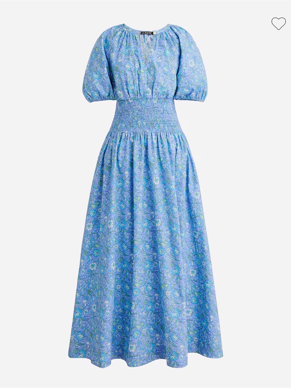 J. Crew Blue Floral Maxi Dress with Smocked Waist size Small